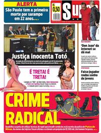 Capa do jornal Super Notícia 29/08/2019