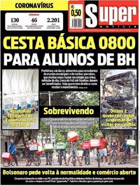 Capa do jornal Super Notícia 25/03/2020