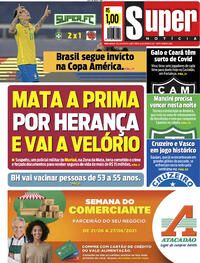 Capa do jornal Super Notícia 24/06/2021