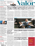 Capa do jornal Valor Econômico 05/12/2016