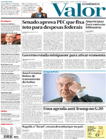 Capa do jornal Valor Econômico 14/12/2016
