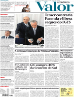 Capa do jornal Valor Econômico 23/12/2016