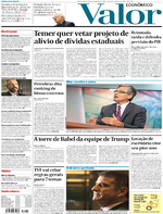 Capa do jornal Valor Econômico 28/12/2016