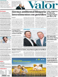 Capa do jornal Valor Econômico 01/08/2017