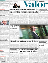 Capa do jornal Valor Econômico 04/04/2017