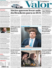 Capa do jornal Valor Econômico 04/08/2017