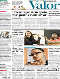 Capa do jornal Valor Econômico 04/09/2017
