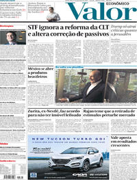 Capa do jornal Valor Econômico 07/12/2017