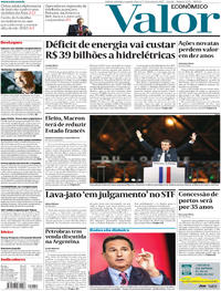 Capa do jornal Valor Econômico 08/05/2017