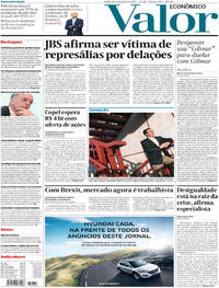 Capa do jornal Valor Econômico 08/06/2017