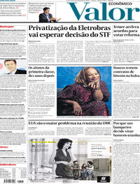 Capa do jornal Valor Econômico 08/12/2017