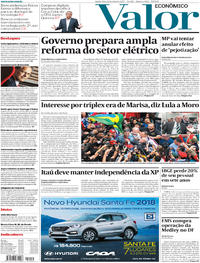Capa do jornal Valor Econômico 11/05/2017