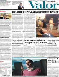 Capa do jornal Valor Econômico 11/07/2017