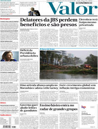 Capa do jornal Valor Econômico 11/09/2017