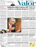 Capa do jornal Valor Econômico 12/01/2017