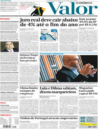 Capa do jornal Valor Econômico 12/05/2017