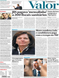 Capa do jornal Valor Econômico 13/07/2017