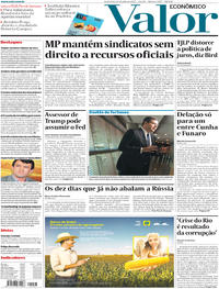 Capa do jornal Valor Econômico 14/07/2017