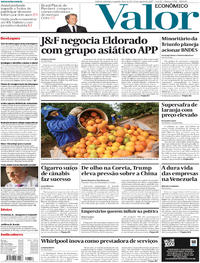 Capa do jornal Valor Econômico 14/08/2017
