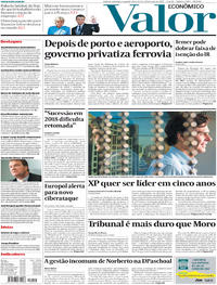 Capa do jornal Valor Econômico 15/05/2017