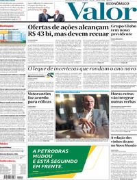 Capa do jornal Valor Econômico 15/12/2017