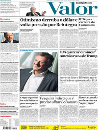 Capa do jornal Valor Econômico 16/02/2017