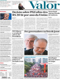 Capa do jornal Valor Econômico 16/03/2017