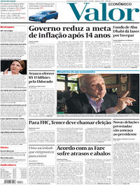 Capa do jornal Valor Econômico 16/06/2017