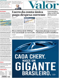 Capa do jornal Valor Econômico 16/11/2017