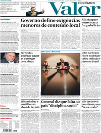 Capa do jornal Valor Econômico 17/02/2017