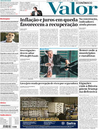 Capa do jornal Valor Econômico 17/05/2017