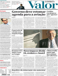 Capa do jornal Valor Econômico 17/07/2017