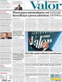 Capa do jornal Valor Econômico 18/04/2017