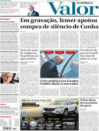 Capa do jornal Valor Econômico 18/05/2017