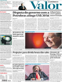 Capa do jornal Valor Econômico 18/08/2017