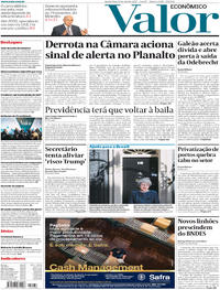 Capa do jornal Valor Econômico 19/04/2017