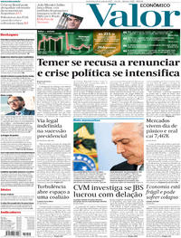 Capa do jornal Valor Econômico 19/05/2017