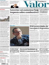 Capa do jornal Valor Econômico 20/07/2017