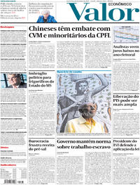 Capa do jornal Valor Econômico 20/10/2017