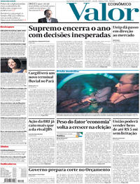 Capa do jornal Valor Econômico 20/12/2017
