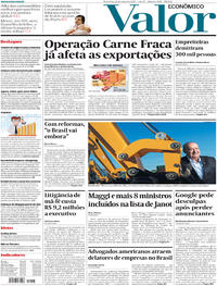 Capa do jornal Valor Econômico 21/03/2017