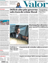 Capa do jornal Valor Econômico 21/08/2017