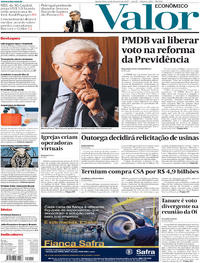 Capa do jornal Valor Econômico 22/02/2017