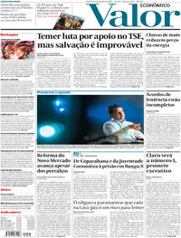 Capa do jornal Valor Econômico 26/05/2017