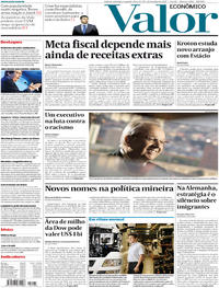 Capa do jornal Valor Econômico 26/06/2017