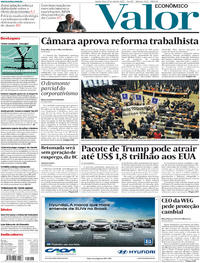 Capa do jornal Valor Econômico 27/04/2017