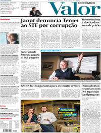 Capa do jornal Valor Econômico 27/06/2017