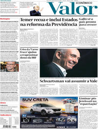 Capa do jornal Valor Econômico 28/03/2017