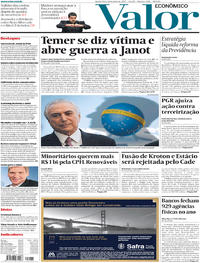 Capa do jornal Valor Econômico 28/06/2017