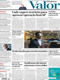 Capa do jornal Valor Econômico 28/12/2017